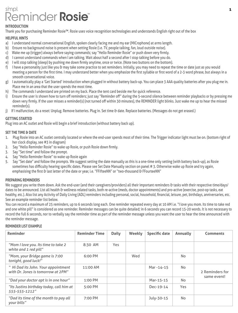 simpl Reminder Rosie User manual