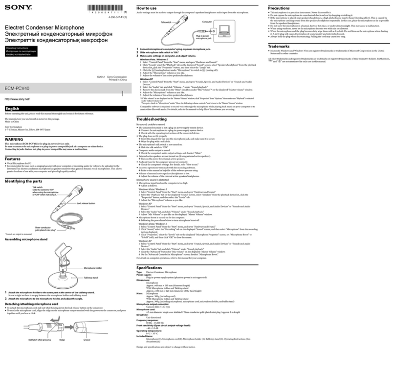 Sony ECM-PCV40 User manual