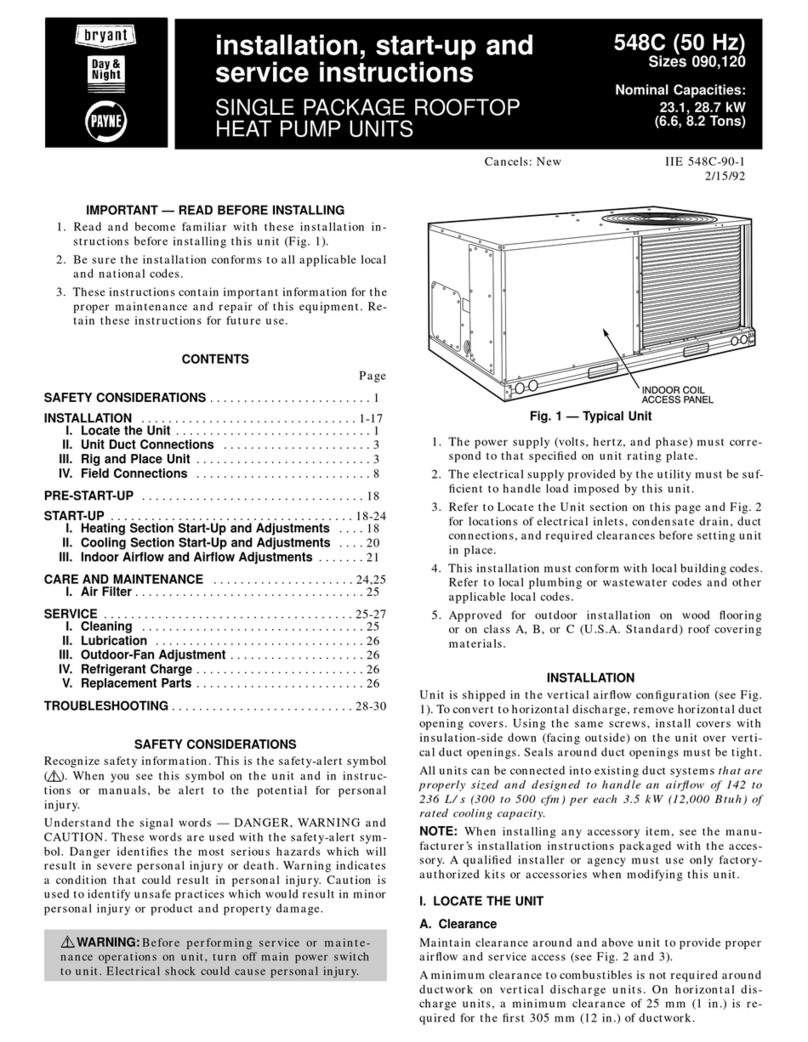 Bryant 548C Series Dimensions and installation guide