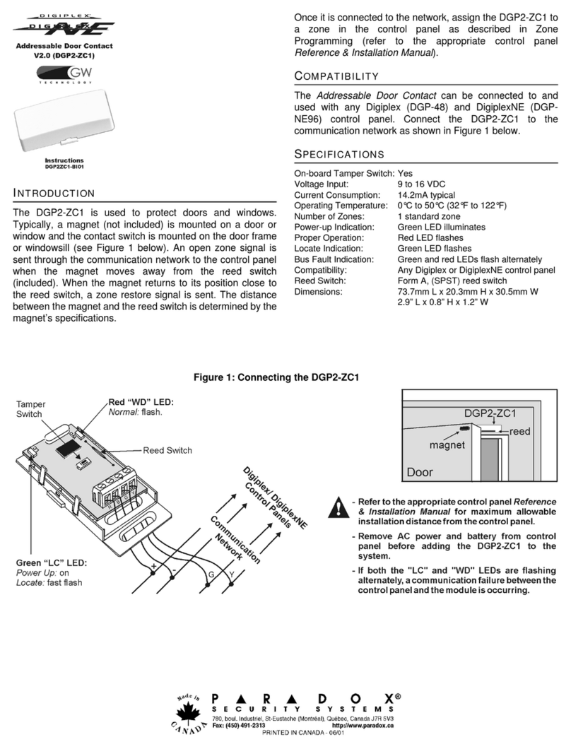 Digiplex NE DGP2-ZC1 quick start guide
