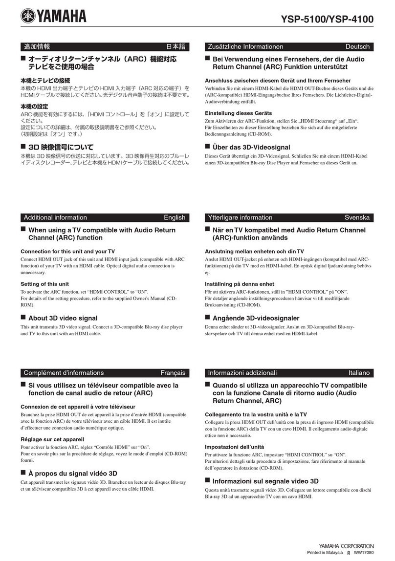 Yamaha YSP-5100 Installation manual