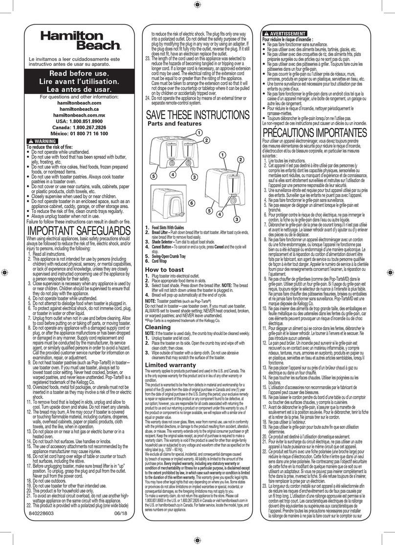 Hamilton Beach 22614 Read before use