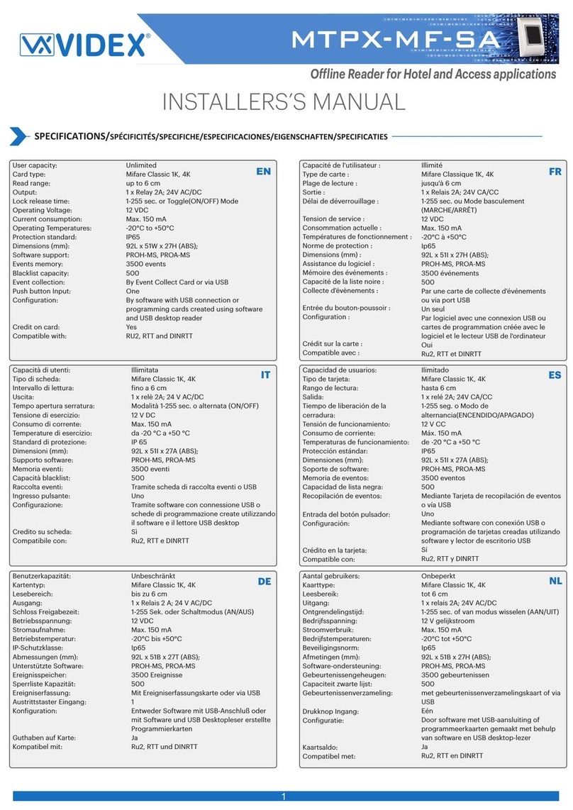 Videx MTPX-MF-SA User guide