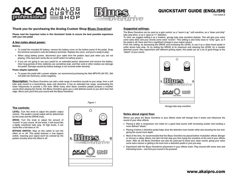 Akai Analog Custom Shop Blues Overdrive quick start guide