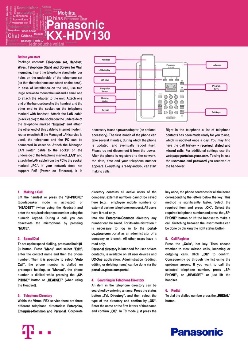 Panasonic T-Mobile KX-HDV130 User manual