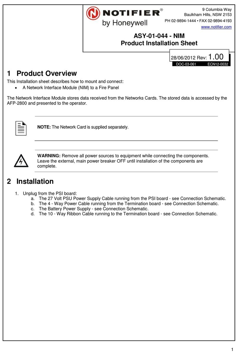Honeywell NOTIFIER ASY-01-044-NIM User manual
