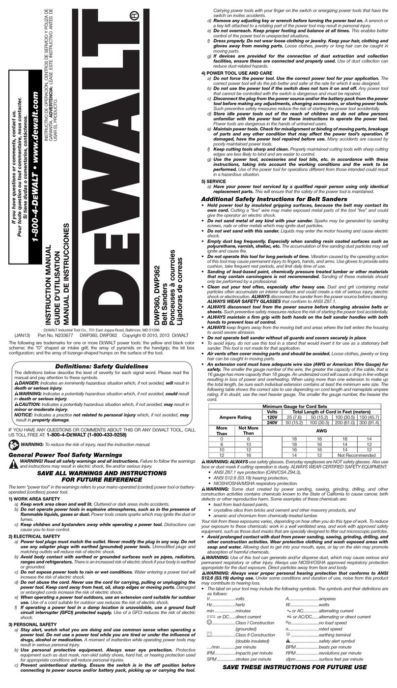 DeWalt DWP360 Nstruction manual