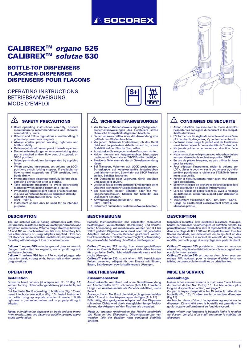 socorex CALIBREX solutae 530 Operating	 instruction