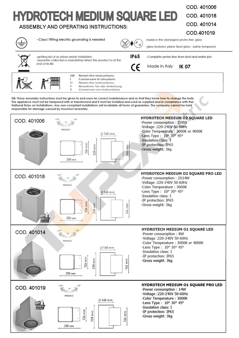 PUK Hydrotech Medium Square LED 401006 Assembly and operating instructions