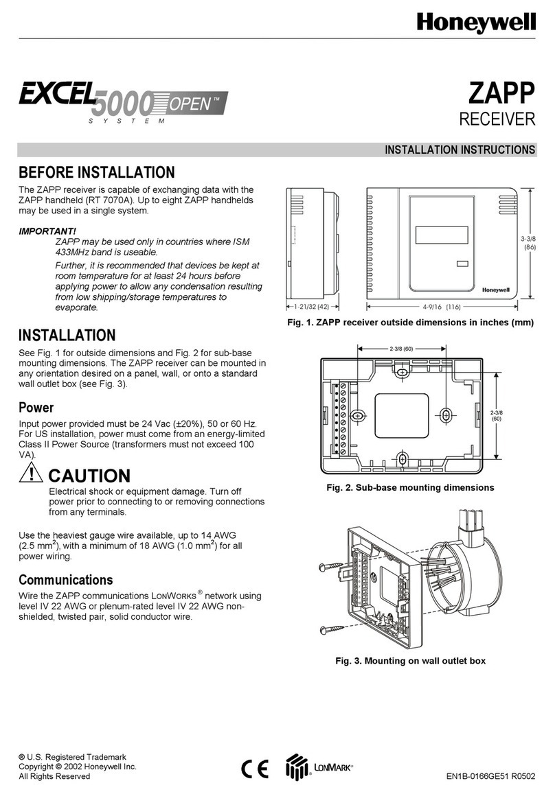 Honeywell EXCEL 5000 OPEN ZAPP installation instructions