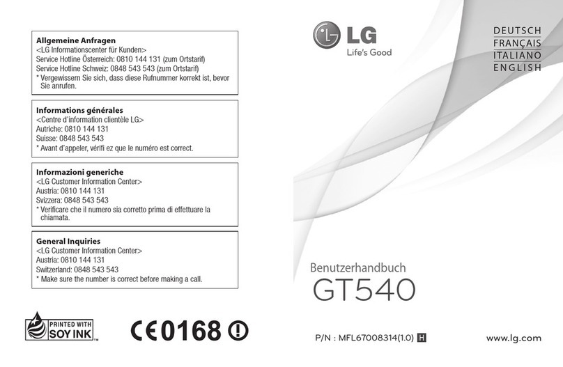 LG GT540 Quick reference guide