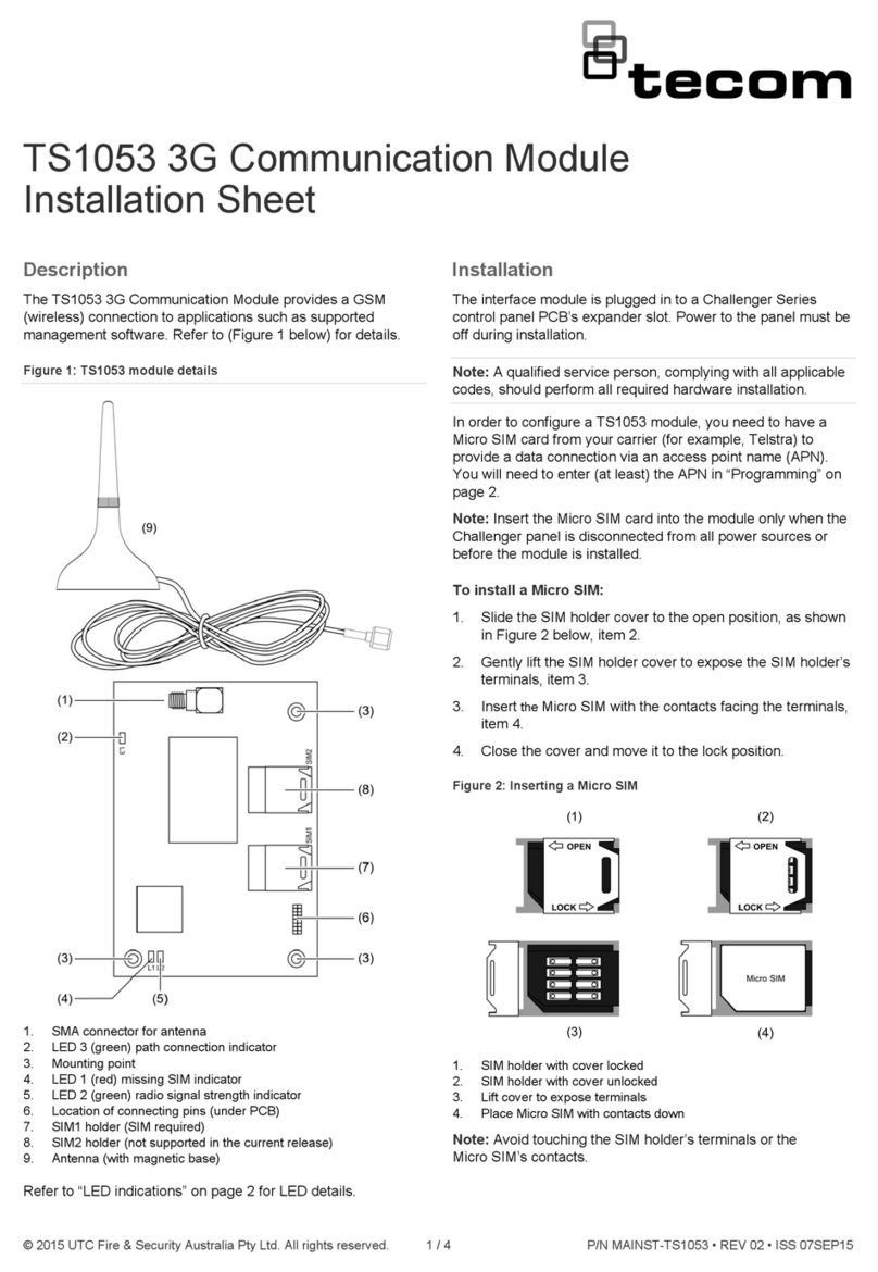 TECOM TS1053 Installation sheet