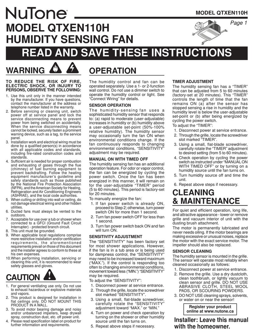 NuTone QTXEN110H User manual