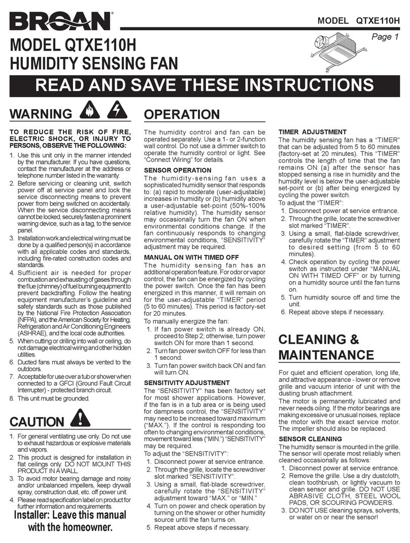 Broan QTXE110H User manual