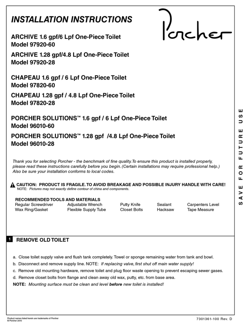 Porcher ARCHIVE Series installation instructions