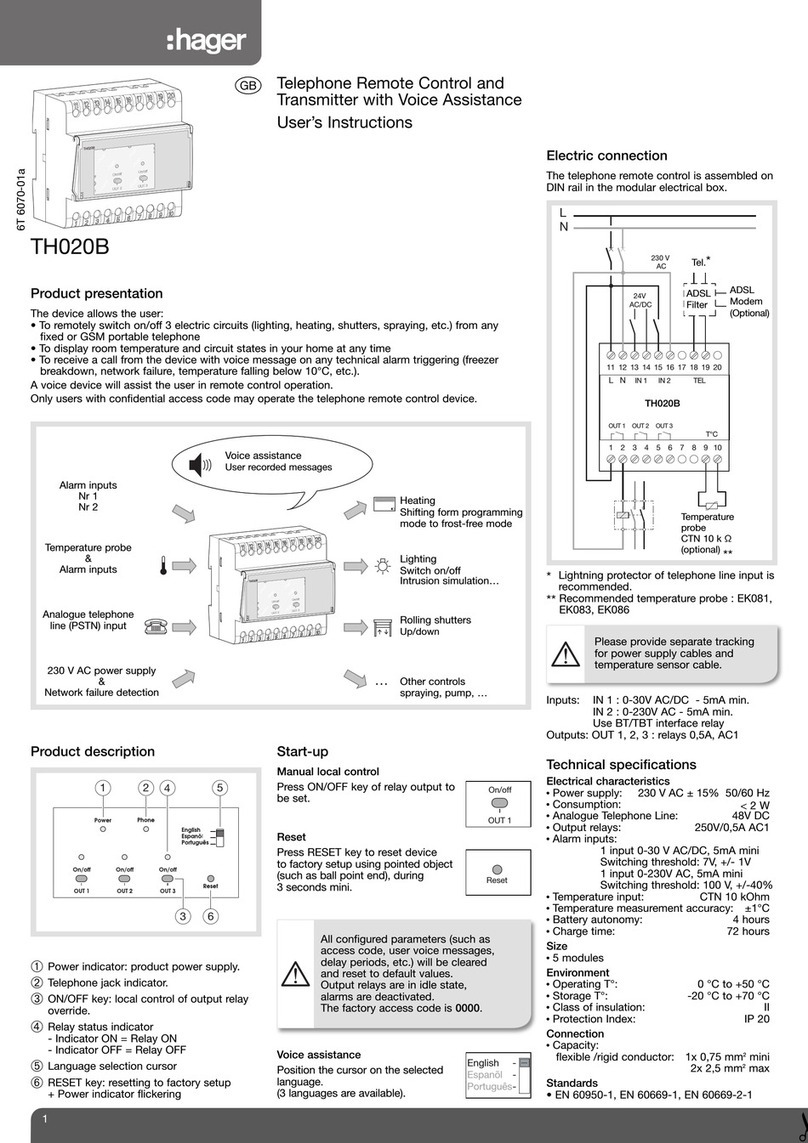 hager TH020B User manual