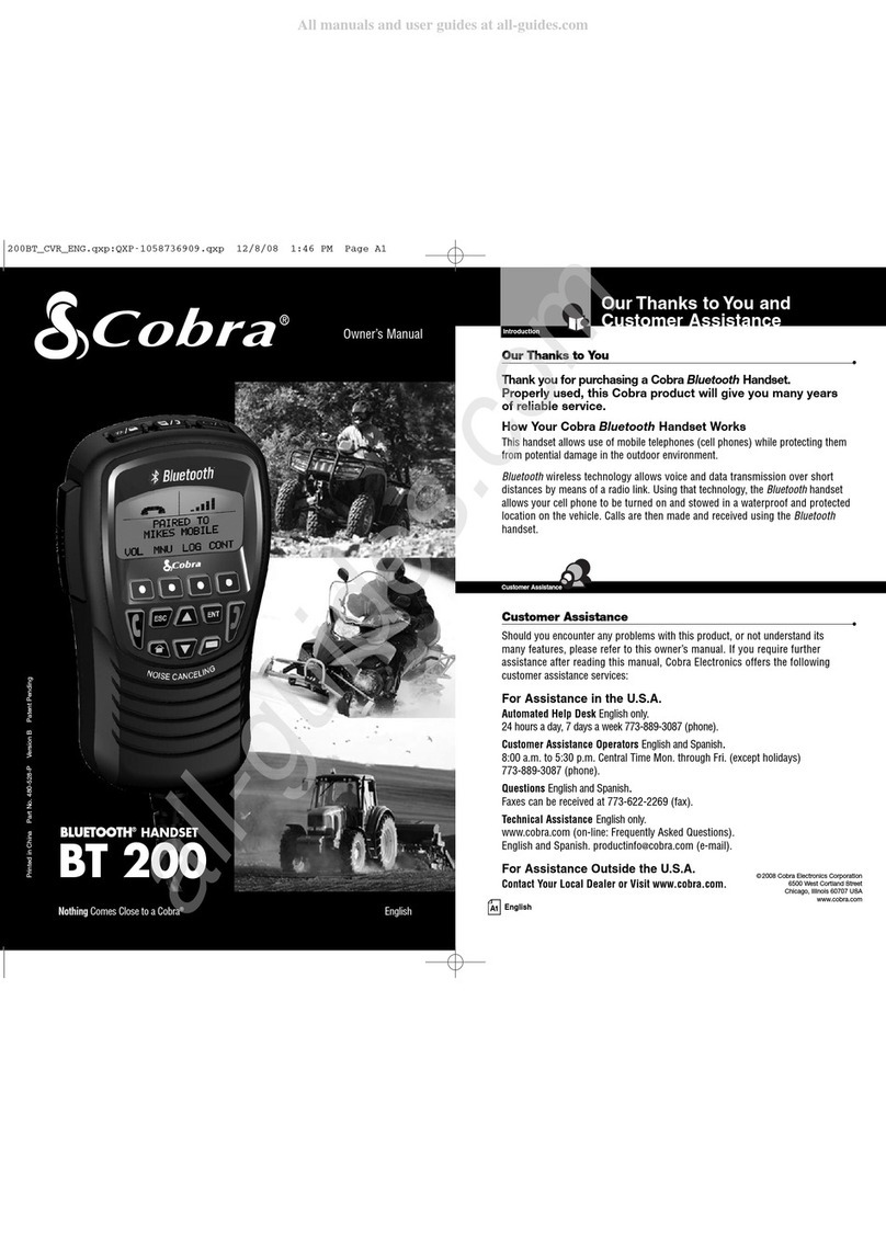 Cobra BT 200 owner's manual