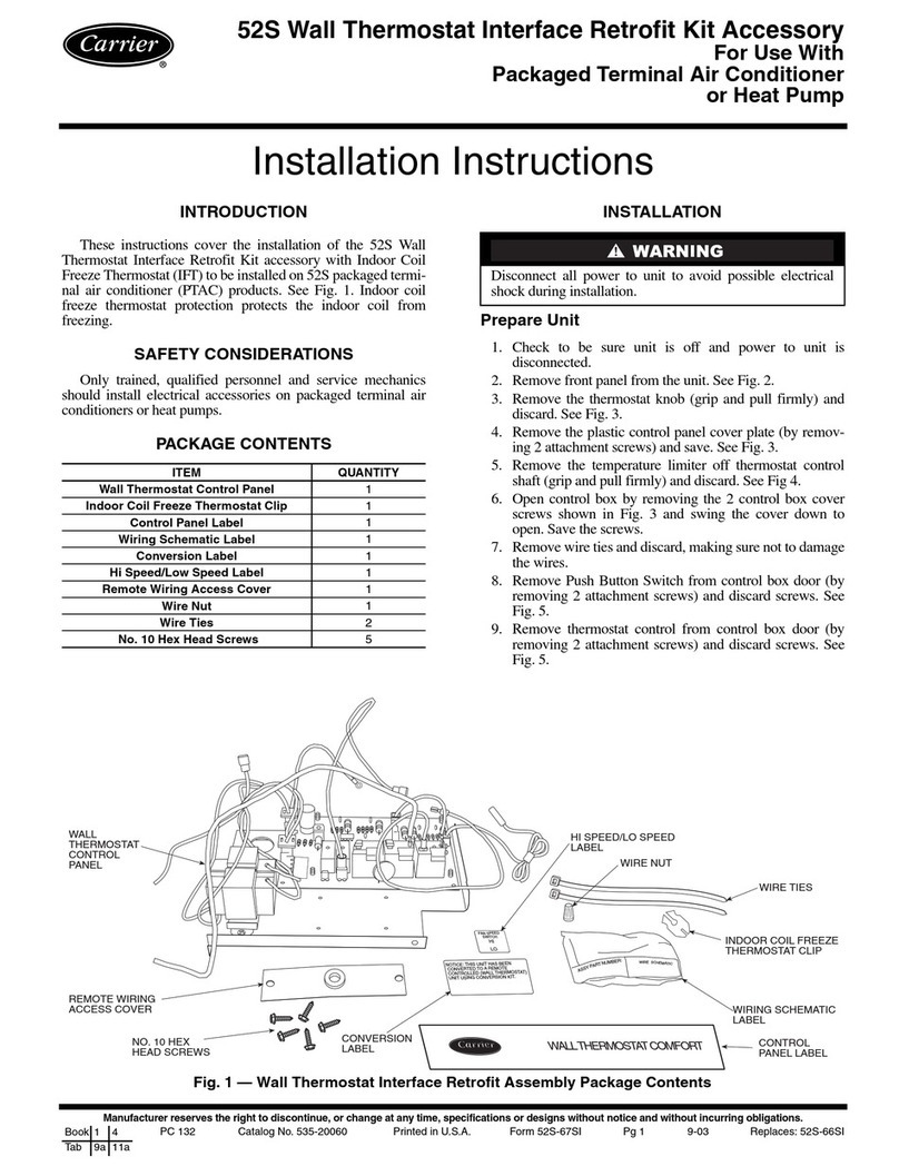 Carrier 52S Wall Thermostat Interface Retrofit Kit installation instructions Carrier 52S Wall Thermostat Interface Retrofit Kit installation instructions