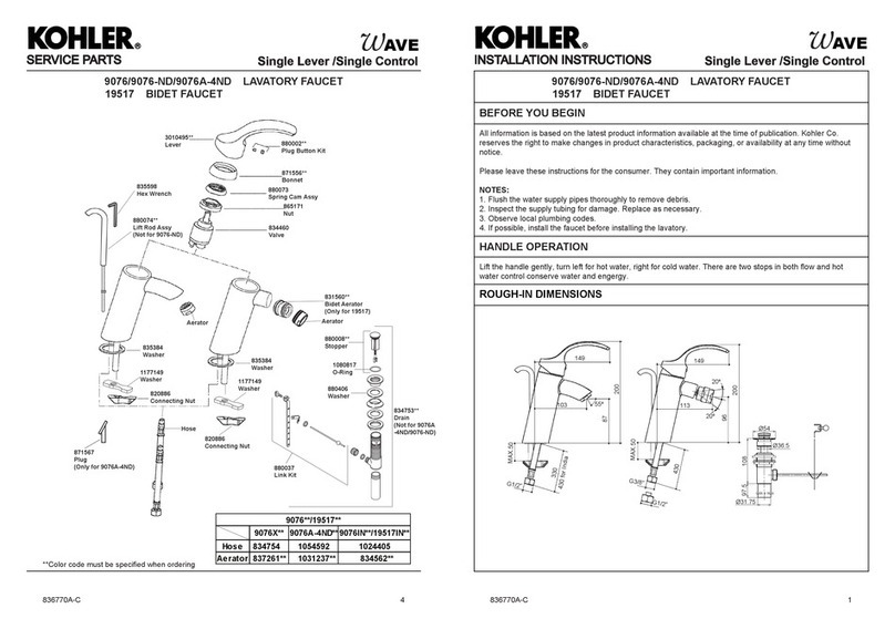 Kohler 9076 User manual Kohler 9076 User manual