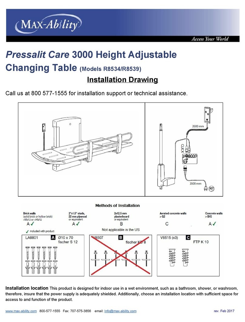 Max-Ability Pressalit Care  3000 Installation drawing