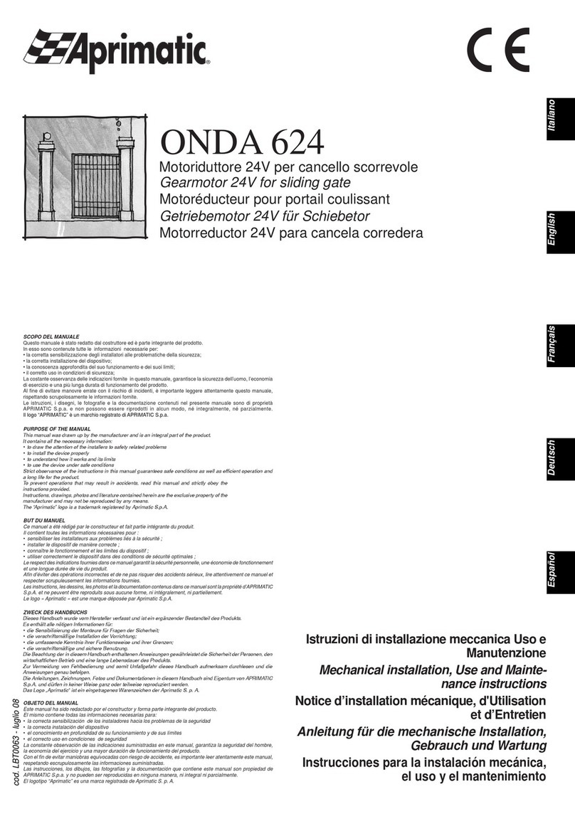 Aprimatic ONDA 624 Mechanical installation, Use and Maintenance instructions Aprimatic ONDA 624 Mechanical installation, Use and Maintenance instructions