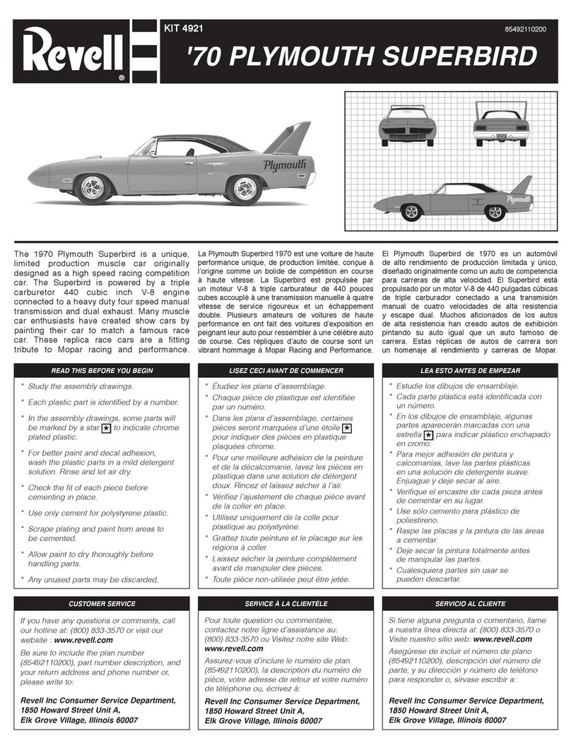 REVELL 1970 PLYMOUTH SUPERBIRD manual