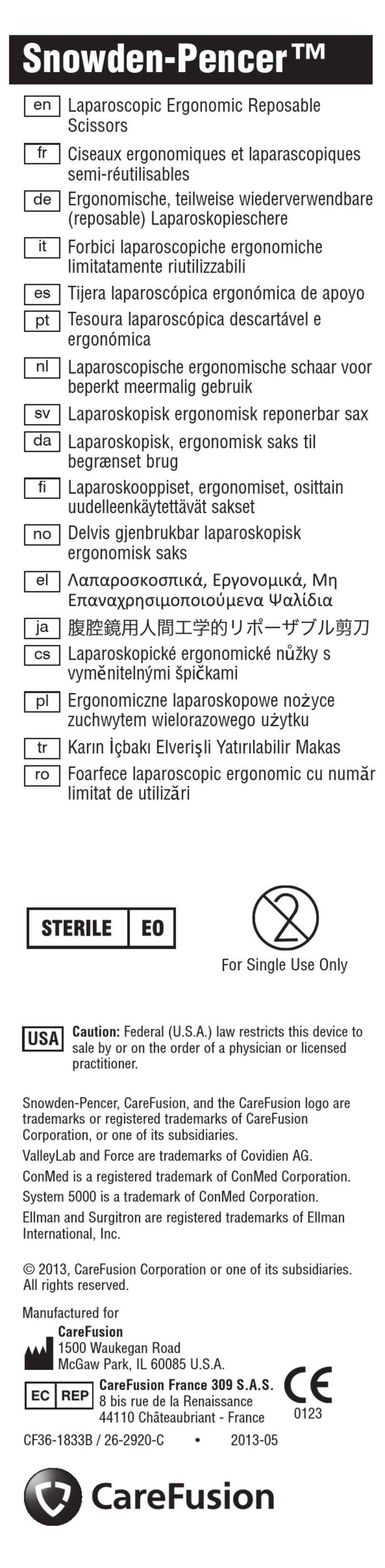 Care Fusion Snowden-Pencer manual