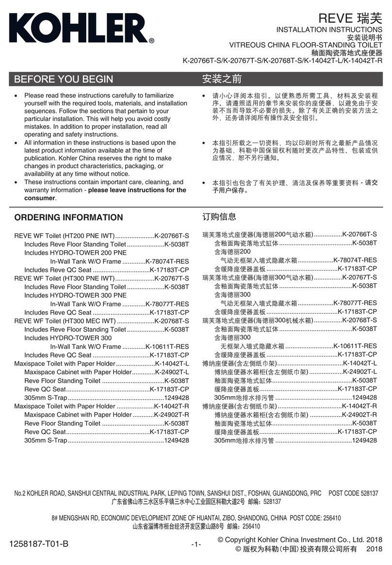 Kohler REVE K-20766T-S User manual