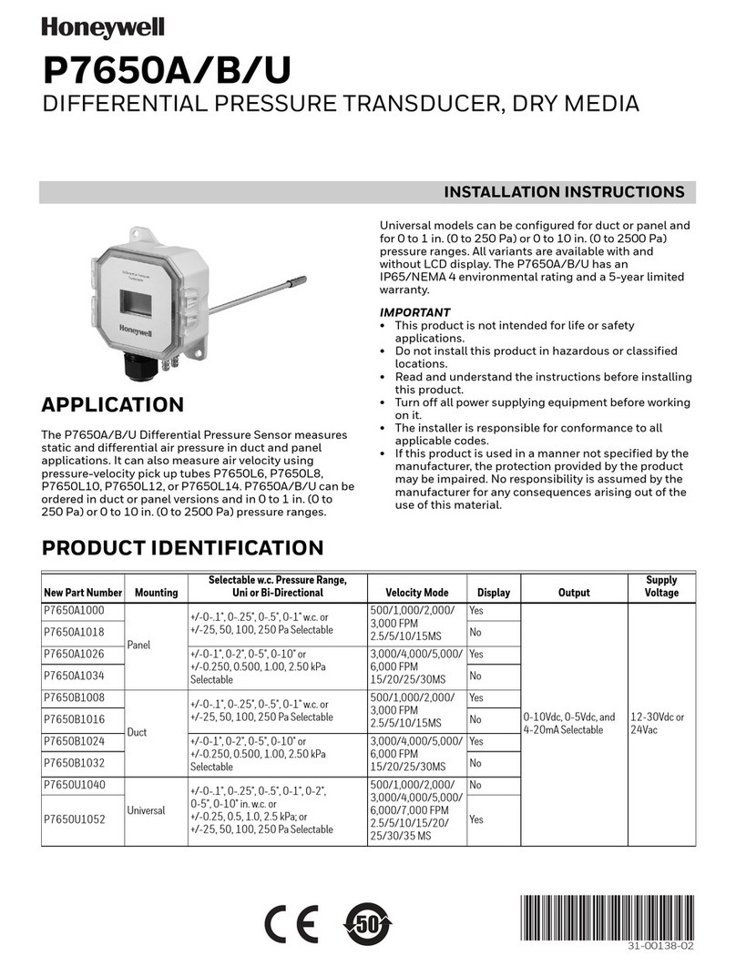 Honeywell P7650A Series installation instructions Honeywell P7650A Series installation instructions