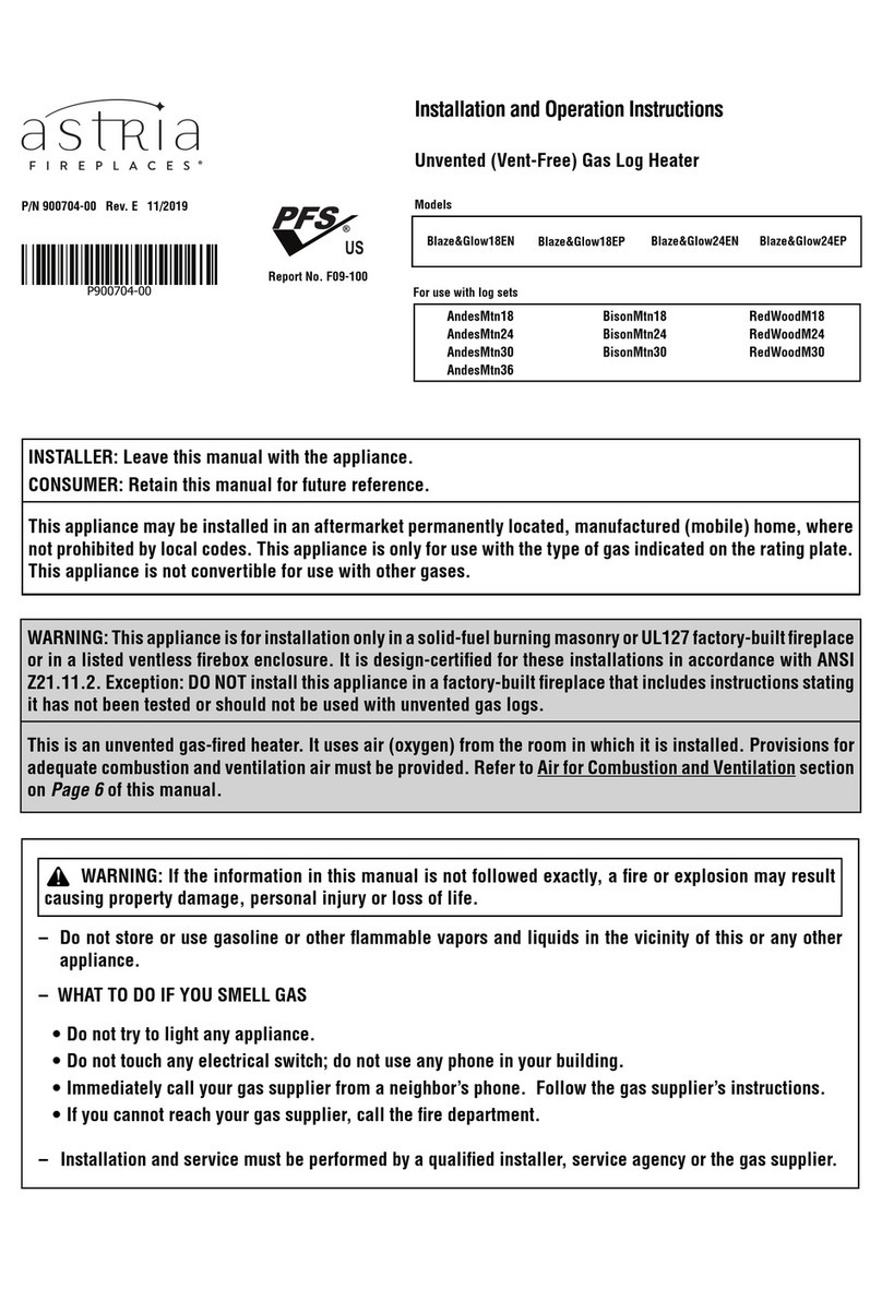 Astria Fireplaces Blaze&Glow18EP Installation and operation instructions