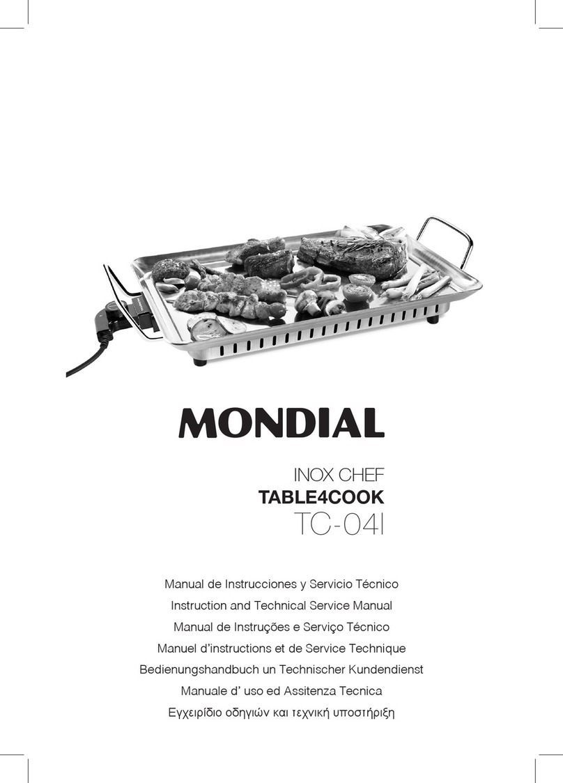 Mondial Designs Limited Inox Chef Table 4Cook TC-04I Instruction and Technical Service Manual
