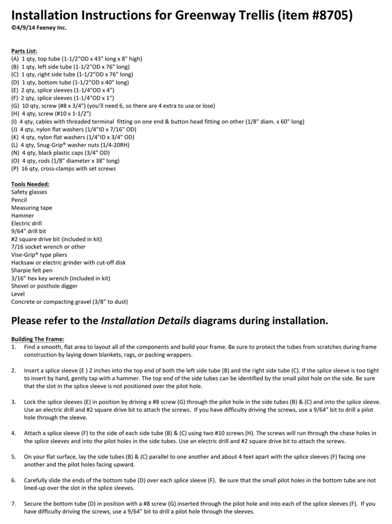 Feeney Greenway Trellis 8705 installation instructions