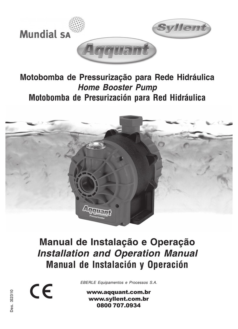 Mundial SA Aqquant Syllent MB63E0020A Installation and operation manual