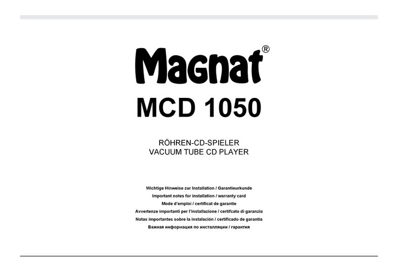 Magnat Audio MCD1050 Important notes for installation & warranty card
