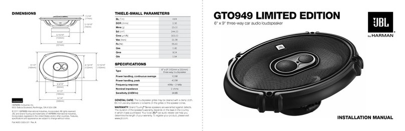 Harman JBL GTO949 LIMITED EDITION installation manual
