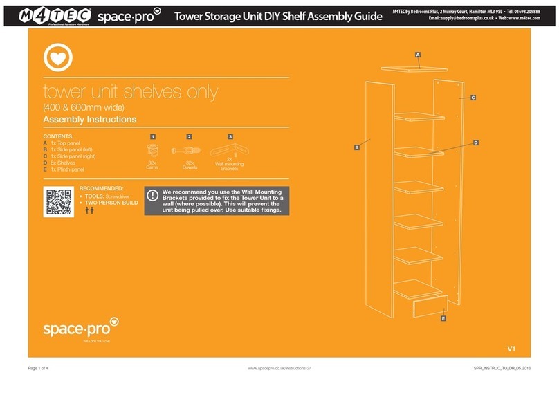 Bedrooms Plus M4TEC space-pro Tower Storage Unit DIY Shelf Assembly guide
