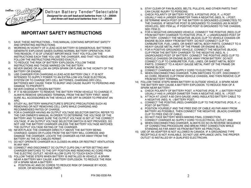 Deltran Battery Tender Selectable User manual