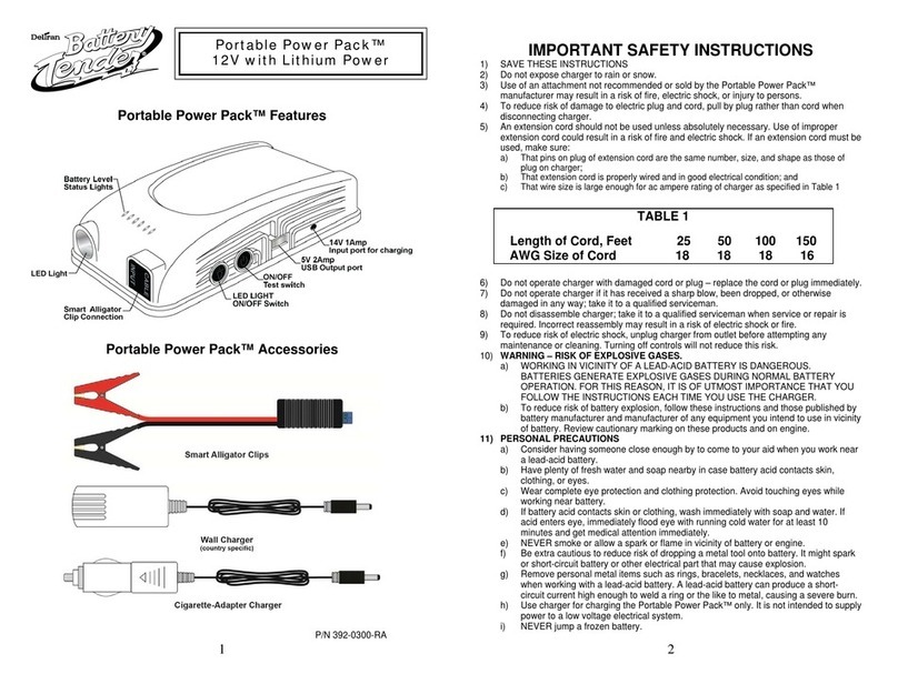 Deltran Battery Tender Portable Power Pack manual