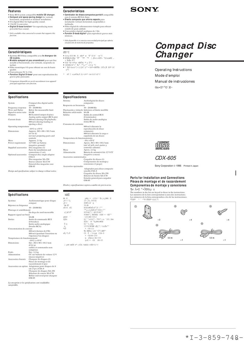 Sony CDX-605 - Compact Disc Changer User manual
