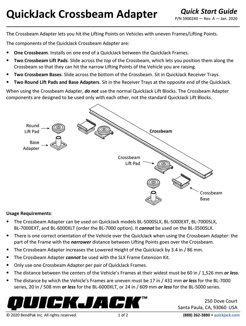 Bend-Pak QuickJack Crossbeam Adapter quick start guide