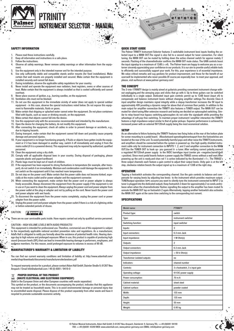 Palmer TRINITY User manual