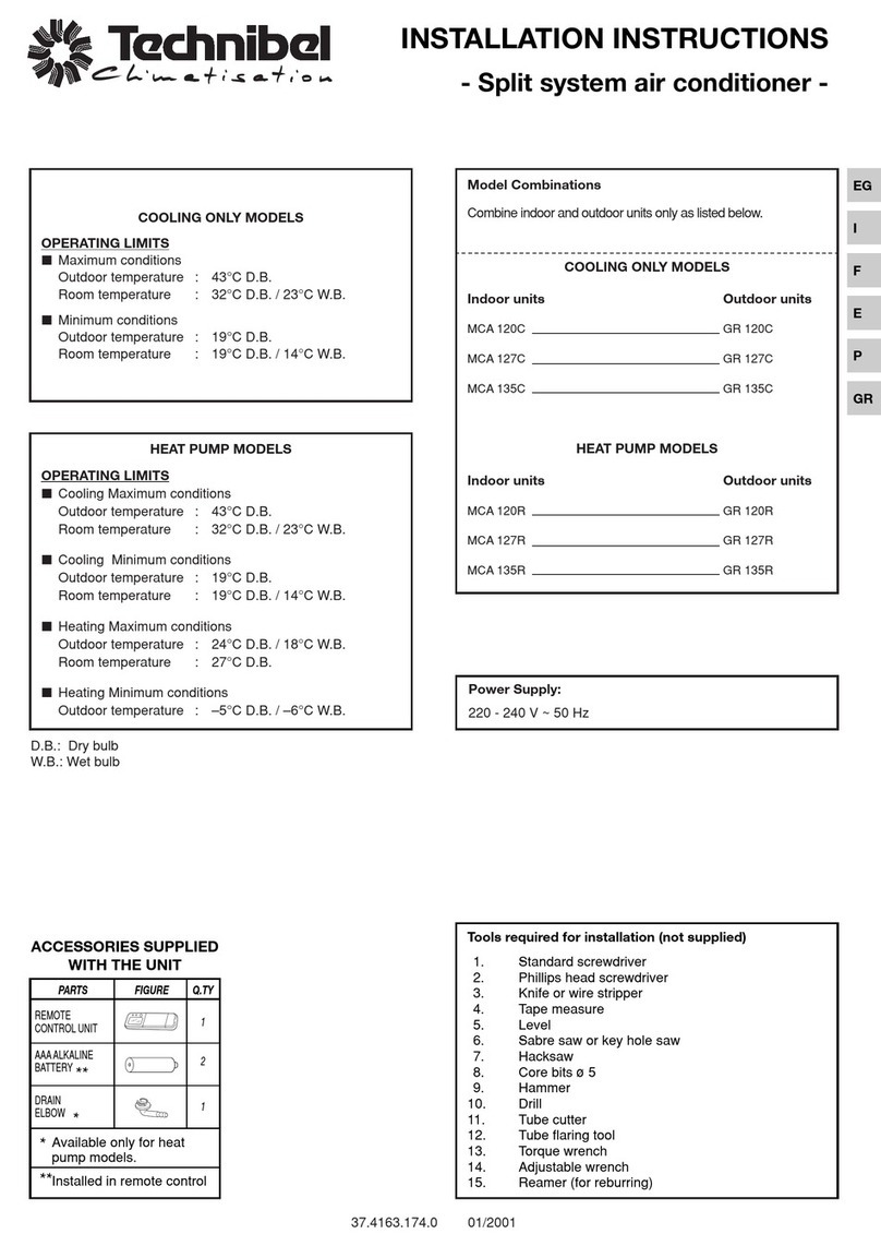 Technibel Climatisation GR 120C installation instructions Technibel Climatisation GR 120C installation instructions