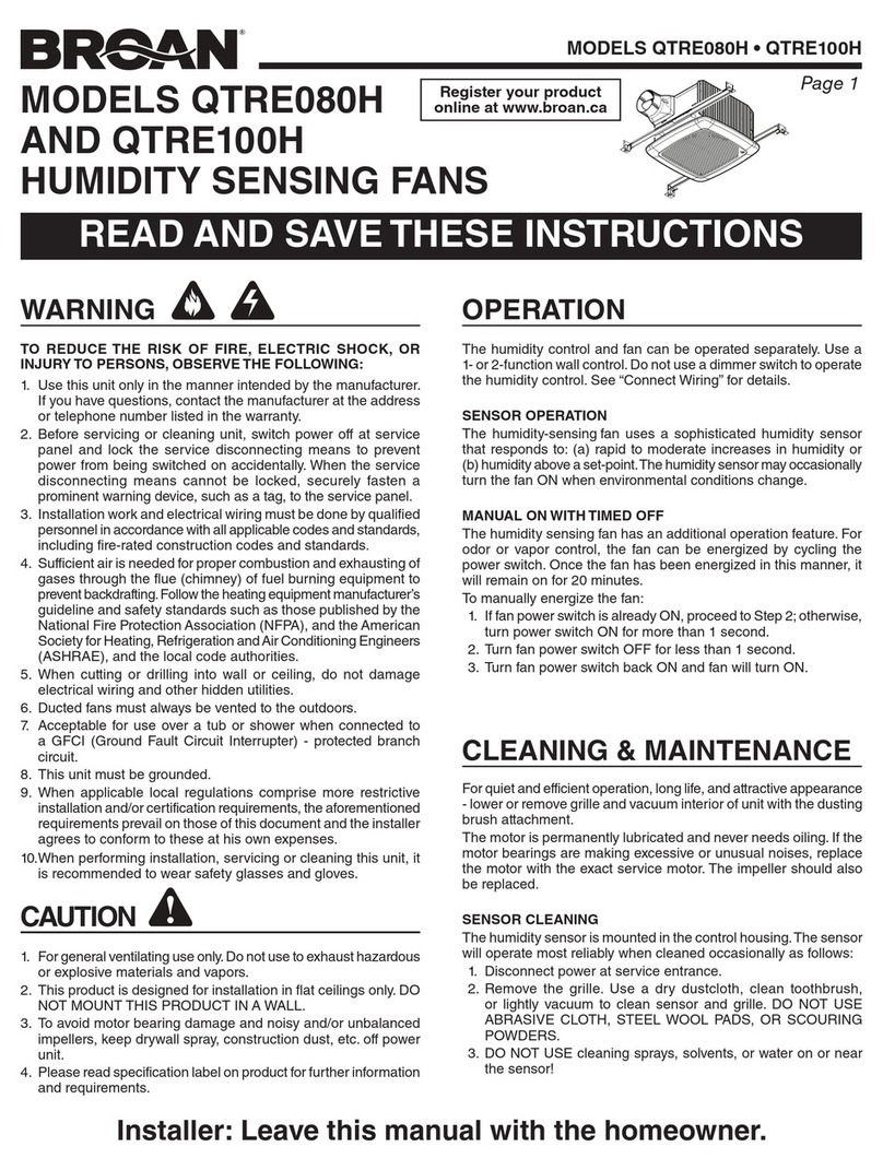 Broan QTRE080H User manual