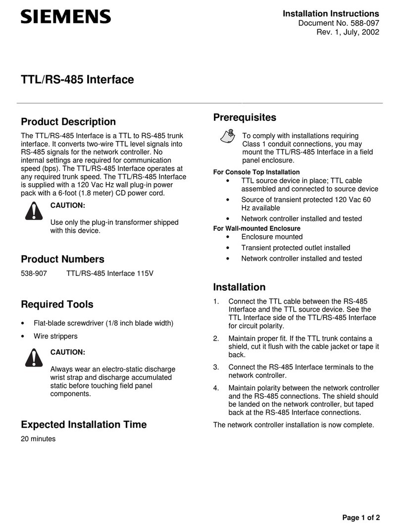 Siemens 538-907 installation instructions