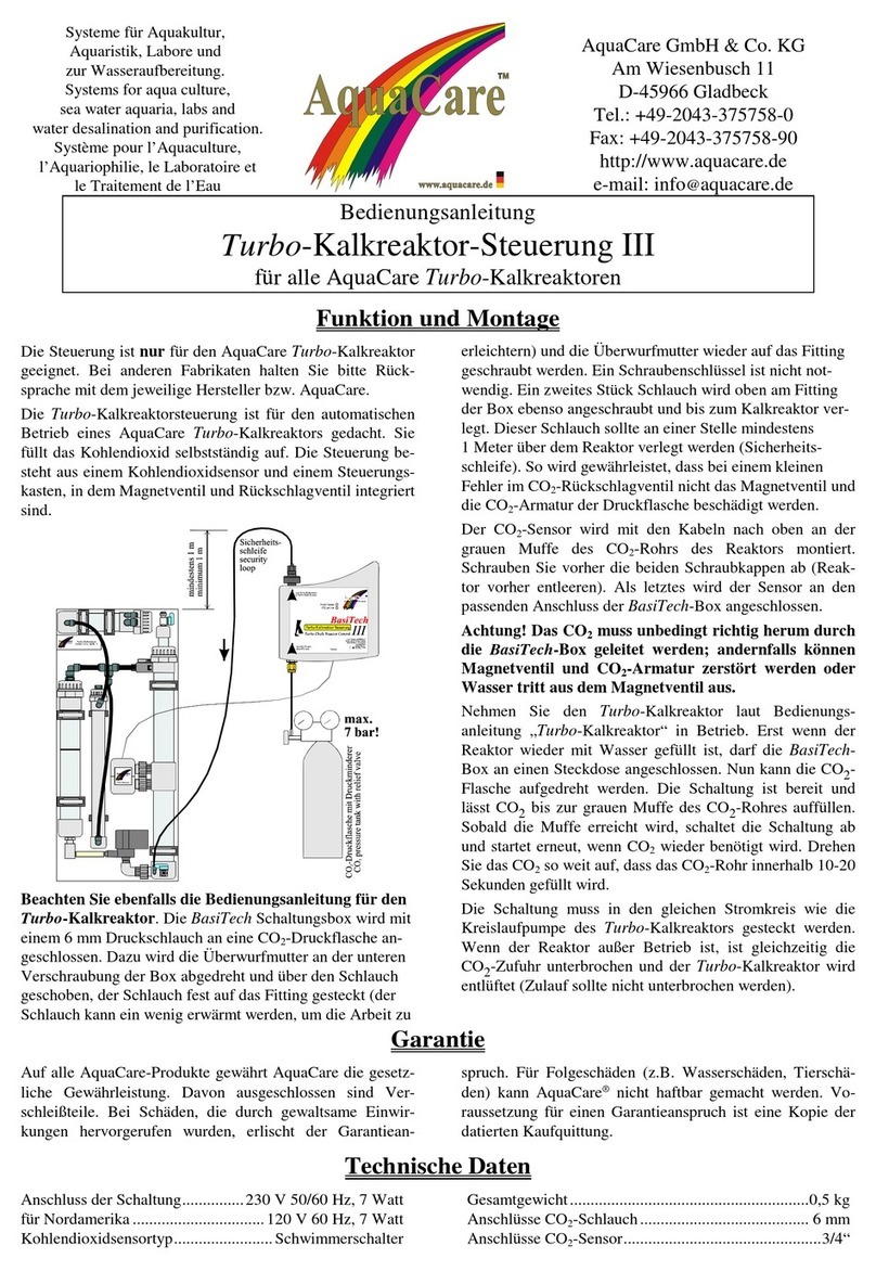 AquaCare Turbo Chalk Reactor Control II instruction manual