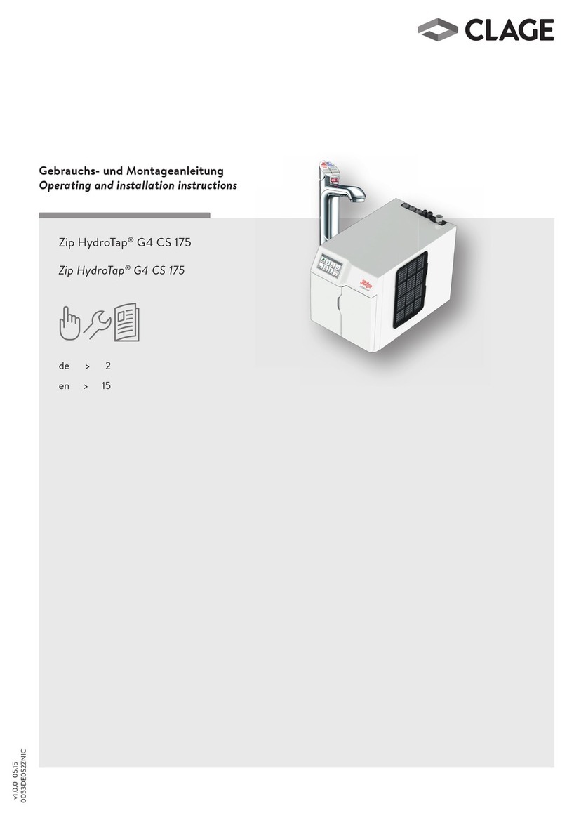 clage Zip HydroTap G4 CS 175 Operating and installation instructions