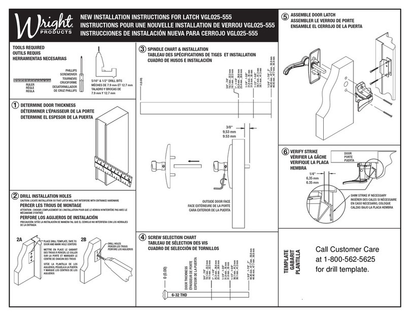 WRIGHT VGL025-555 installation instructions
