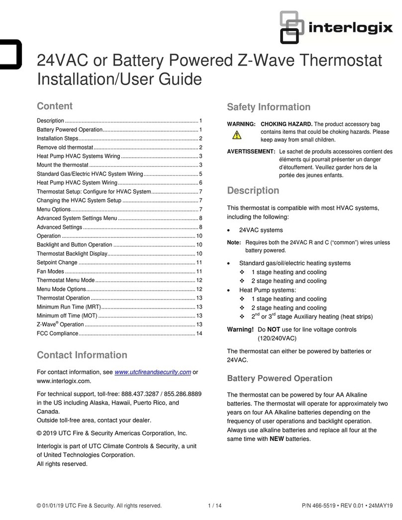 Interlogix IS-ZW-TSTAT-500 Installation & user guide Interlogix IS-ZW-TSTAT-500 Installation & user guide