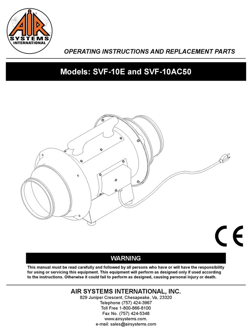 AIR SYSTEMS SVF-10E OPERATING INSTRUCTIONS AND REPLACEMENT PARTS