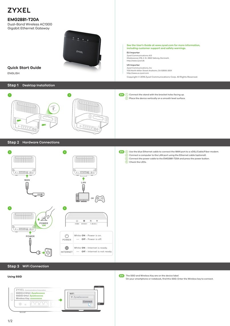 ZyXEL Communications EMG2881-T20A quick start guide